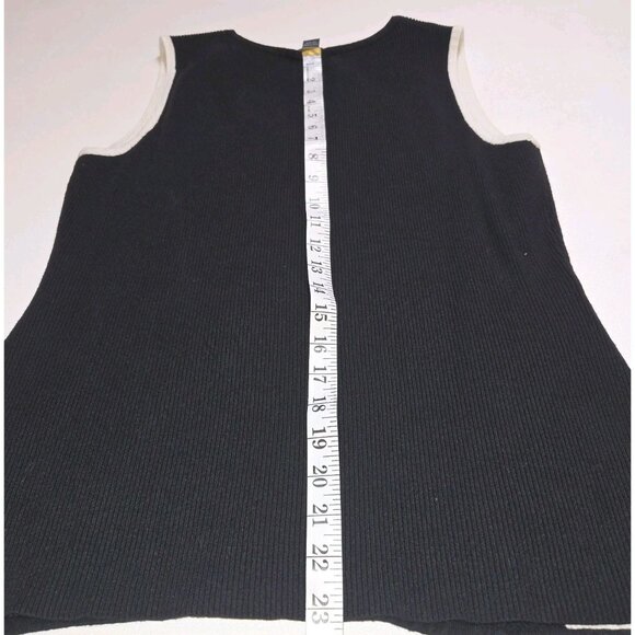 INC International Concepts Colorblock Sweater Vest Black White V Neck Knit Top L - Picture 9 of 9